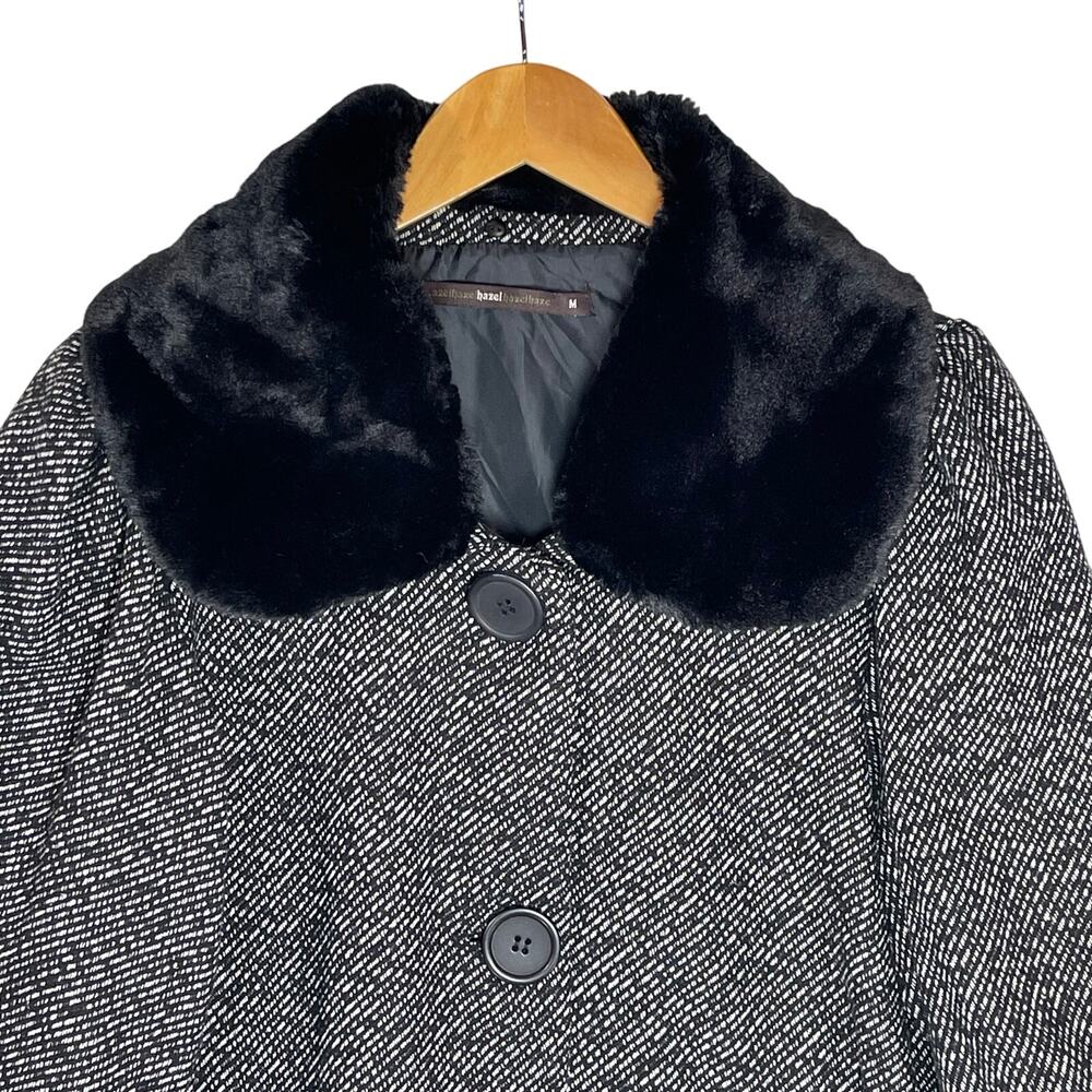 ANTHROPOLOGIE HAZEL Women’s Vintage Style Faux Fur Collar Pea Coat - Picture 2 of 6